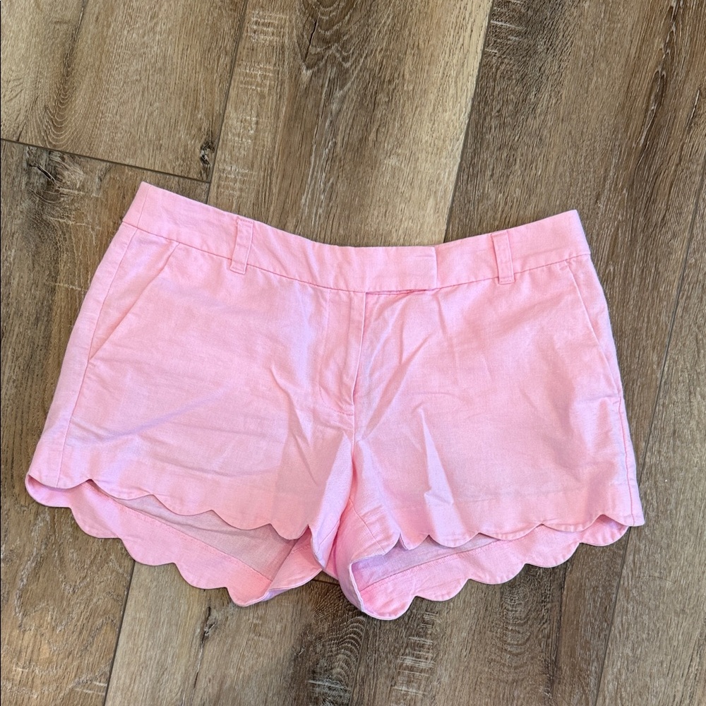 Pink Scalloped Women Shorts